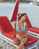Green Leaves Ruffled Straps Triangle Bikini Sets