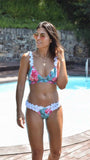 Foliage Floral Ruffled Straps Triangle Bikini Sets