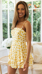 Yellow Sunflower Cami Strap Romper